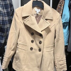 Women's Tan Double-Breasted Pea Coat